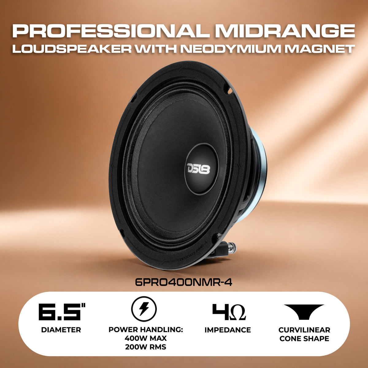 6.5” High-Sensitivity Professional Midrange Loudspeaker with Neodymium Magnet | 200W RMS 4-Ohm