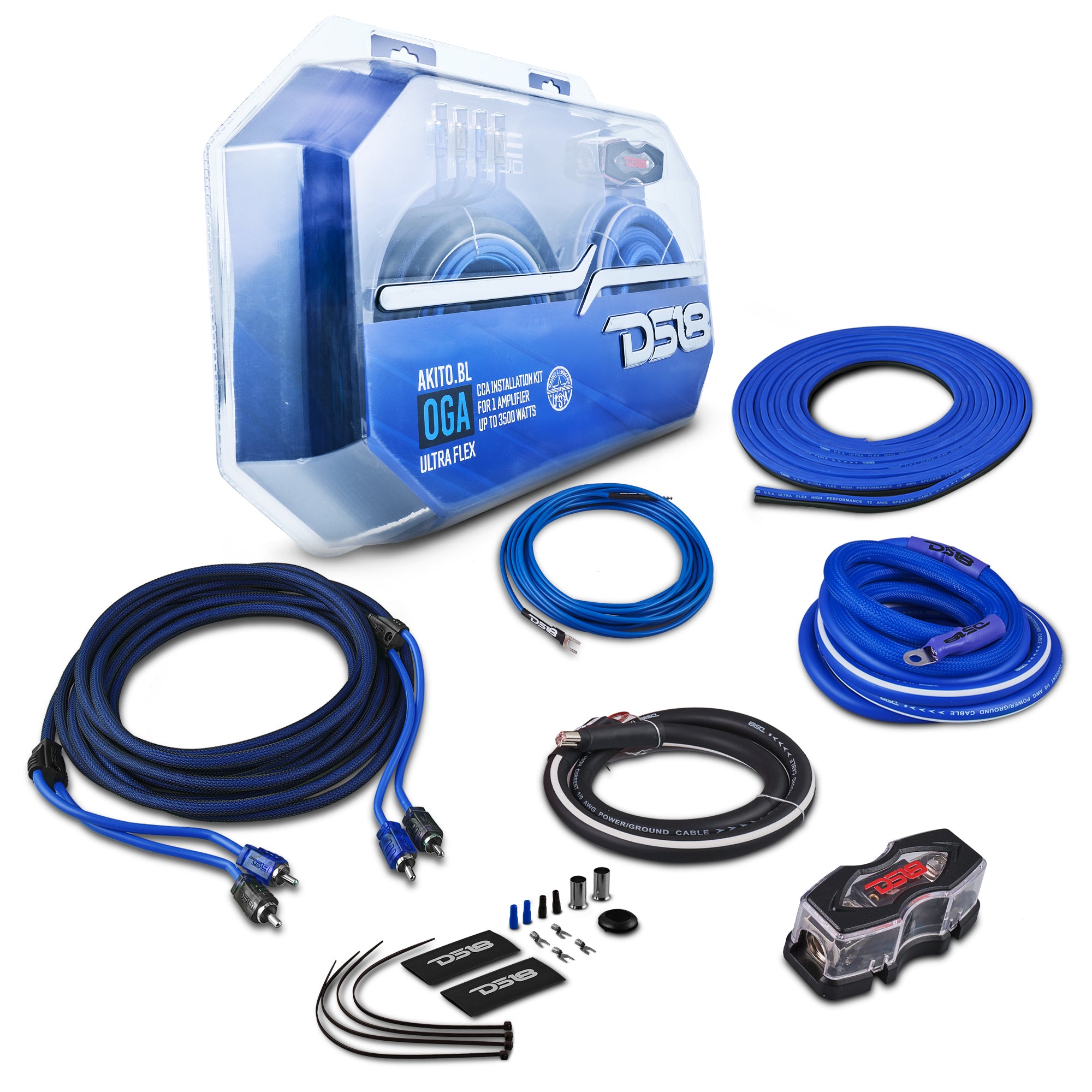 Audiotek 0 Gauge Amp Kit – 5000W Amplifier Install Wiring, Red, 1-Year Warranty