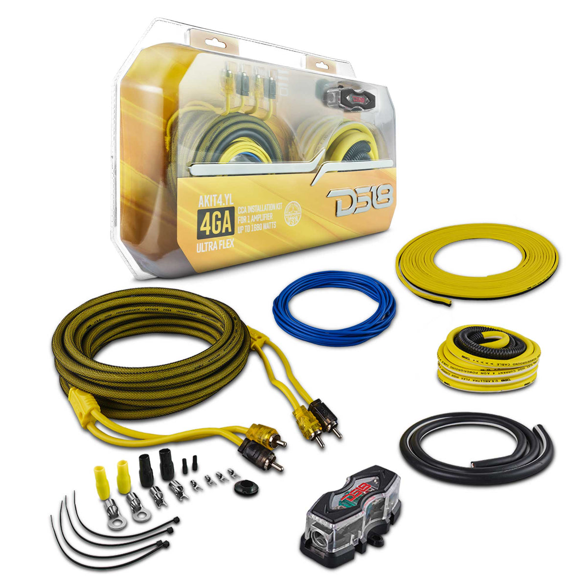 4-GA Amplifier Installation Kit - YELLOW