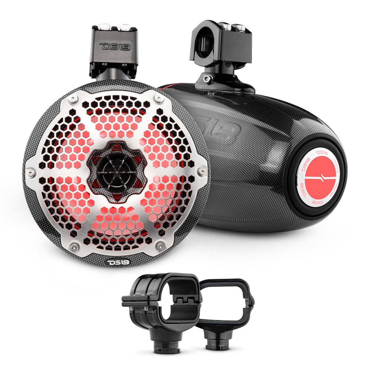 Bronco 6th Gen Roll Bar Audio Bundle – 8" Marine Tower Speakers with RGB LED Lights and OEM Roll Bar Mounting Clamps