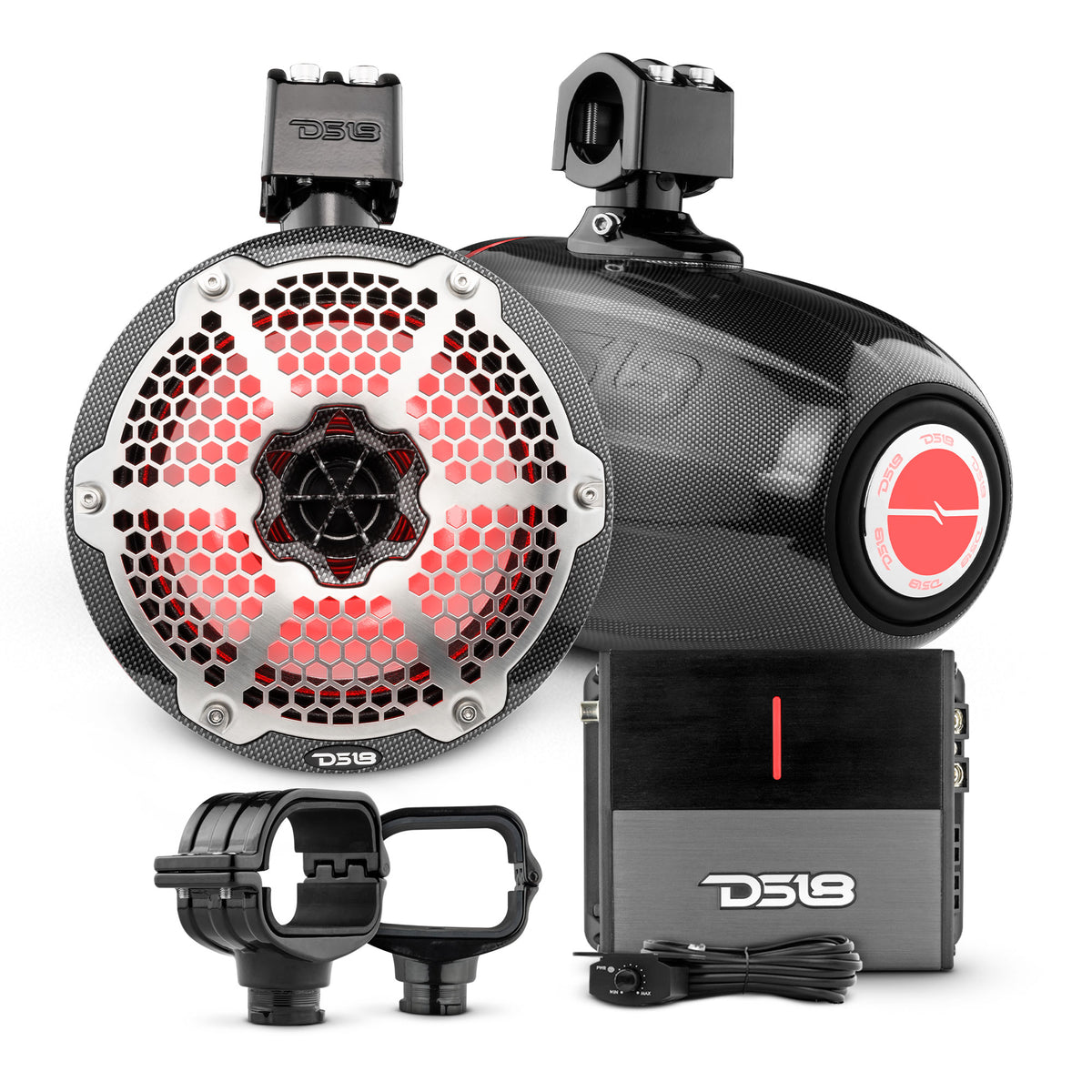 Bronco 6th Gen Roll Bar Audio Bundle – 8" Marine Tower Speakers with OEM Roll Bar Mounting Clamps & Amplifier