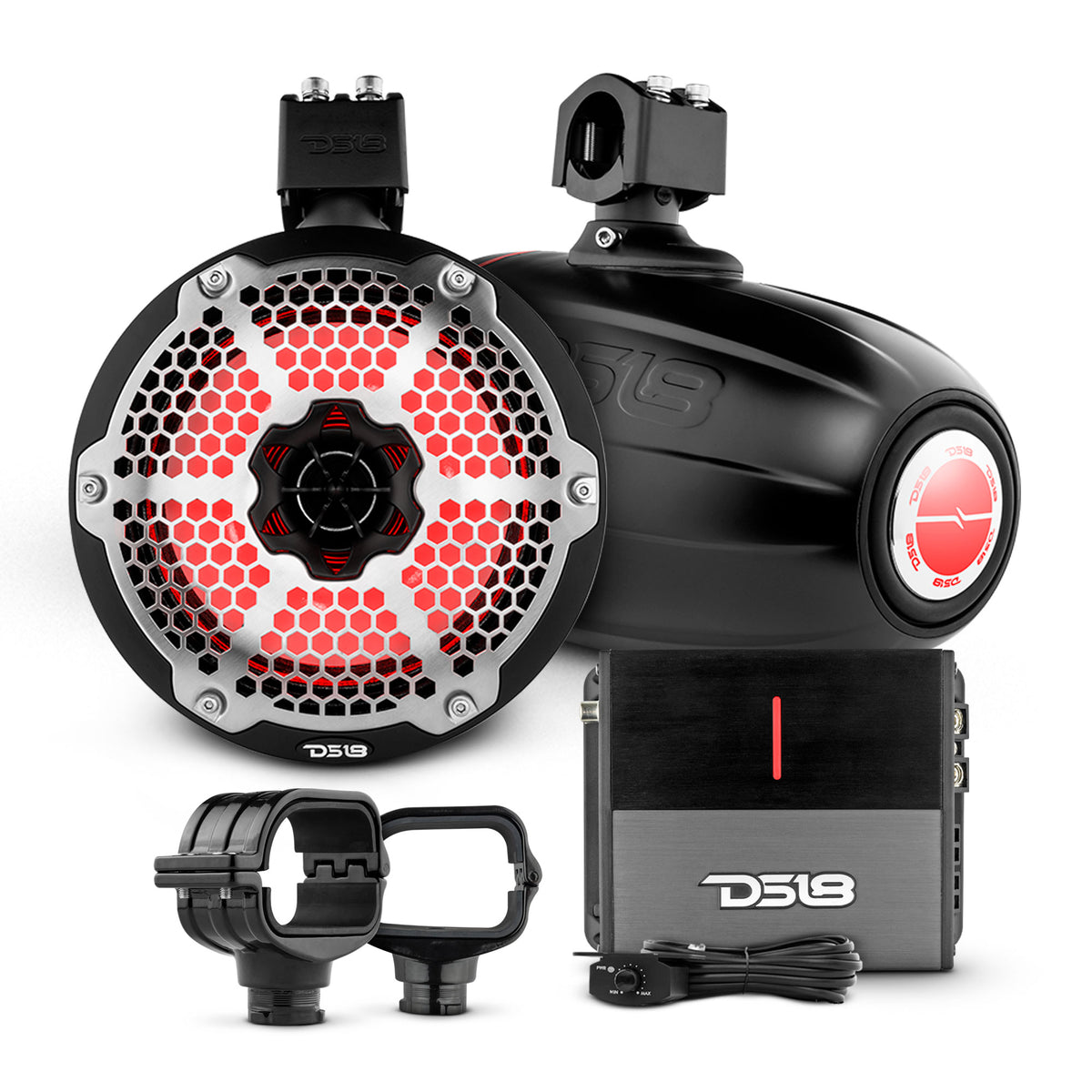 Bronco 6th Gen Roll Bar Audio Bundle – 8" Marine Tower Speakers with OEM Roll Bar Mounting Clamps & Amplifier