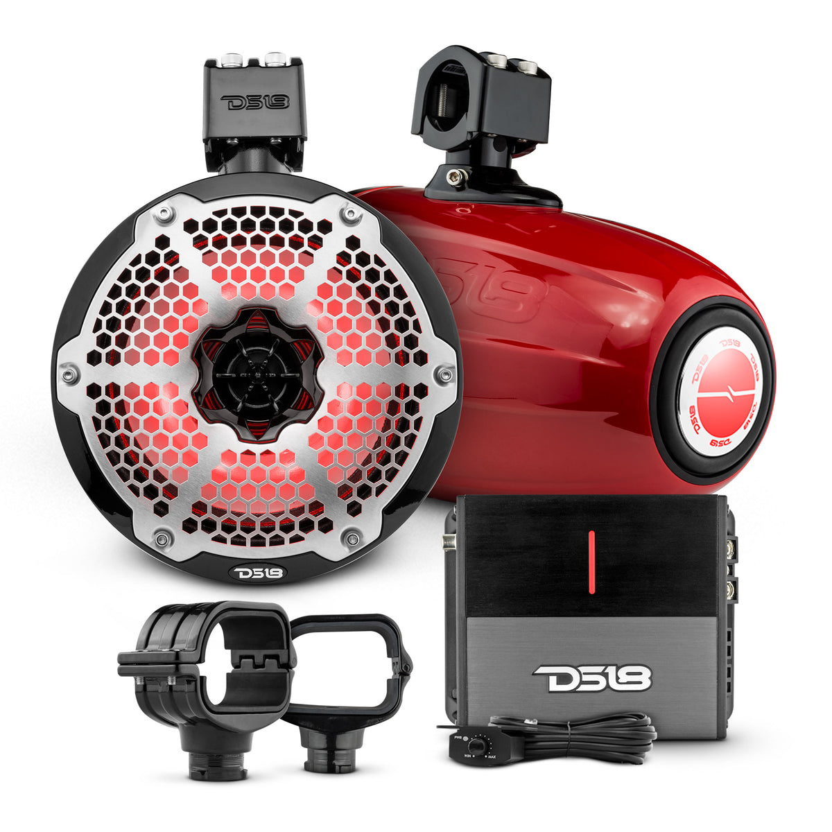 Bronco 6th Gen Roll Bar Audio Bundle – 8" Marine Tower Speakers with OEM Roll Bar Mounting Clamps & Amplifier