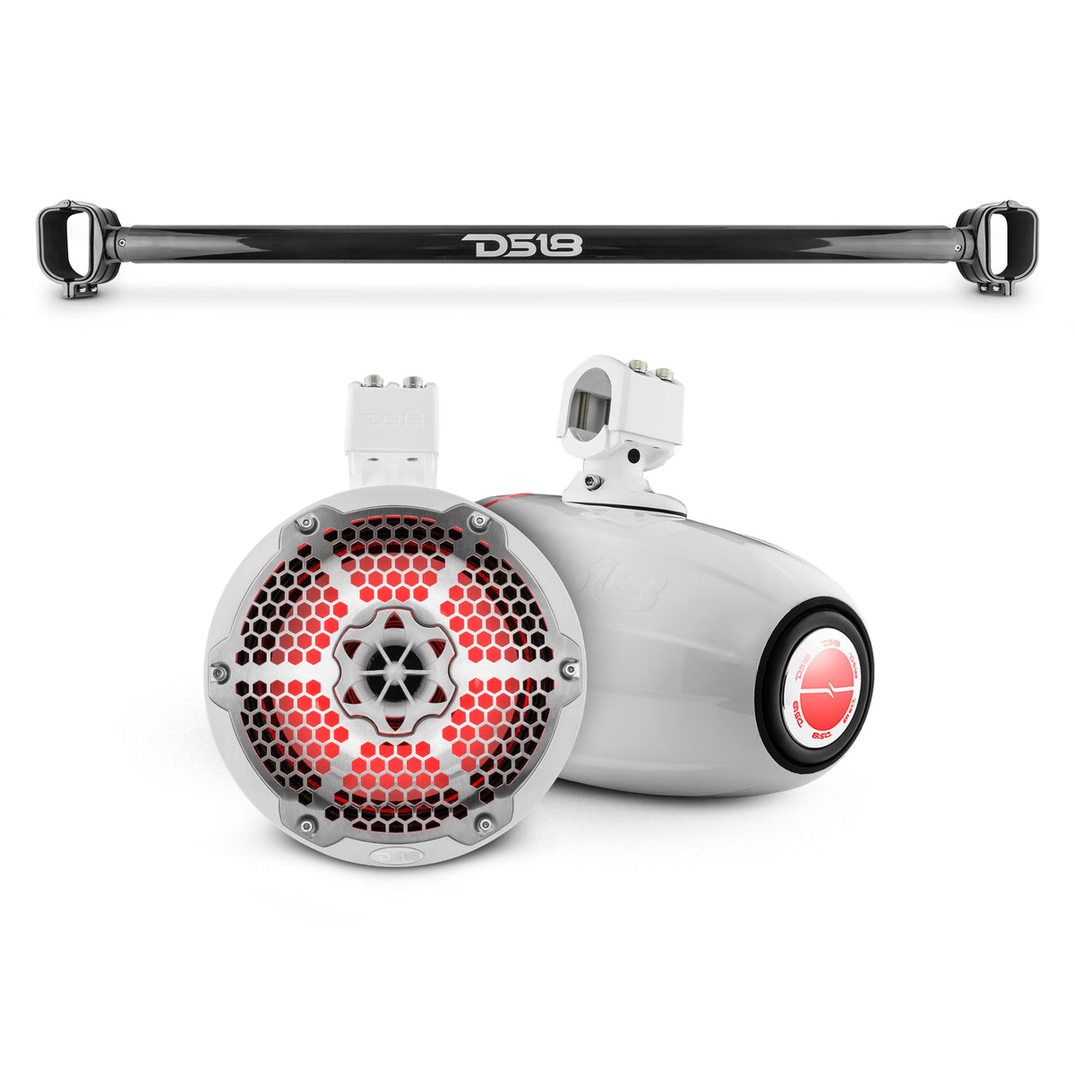 Bronco 6th Gen Mounting Tube Bundle with Dual 8" Marine Tower Speakers with RGB LED Lights