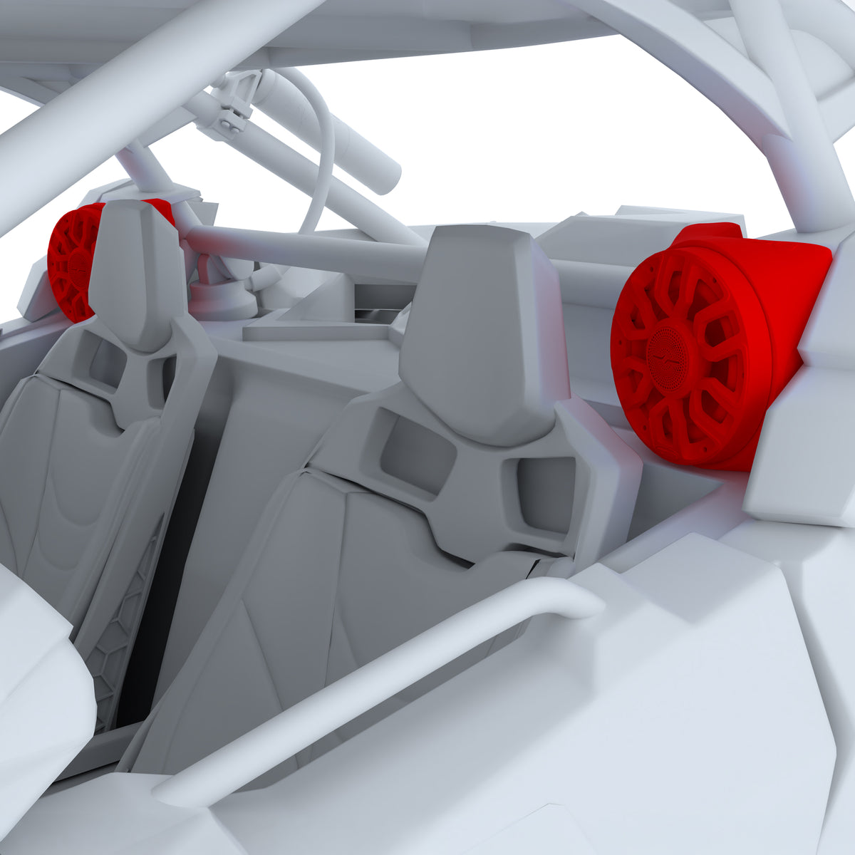 Can-Am Maverick X3 Rear B-Pillar Speaker Pods Loaded with (2) NXL-IQ6/BK Coaxial Speakers with LED Lights