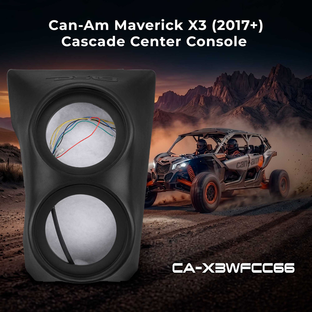 Can-Am Maverick X3 (2017+) Consola central "Waterfall" con caja de altavoces – Se adapta a altavoces dobles de 6.5”