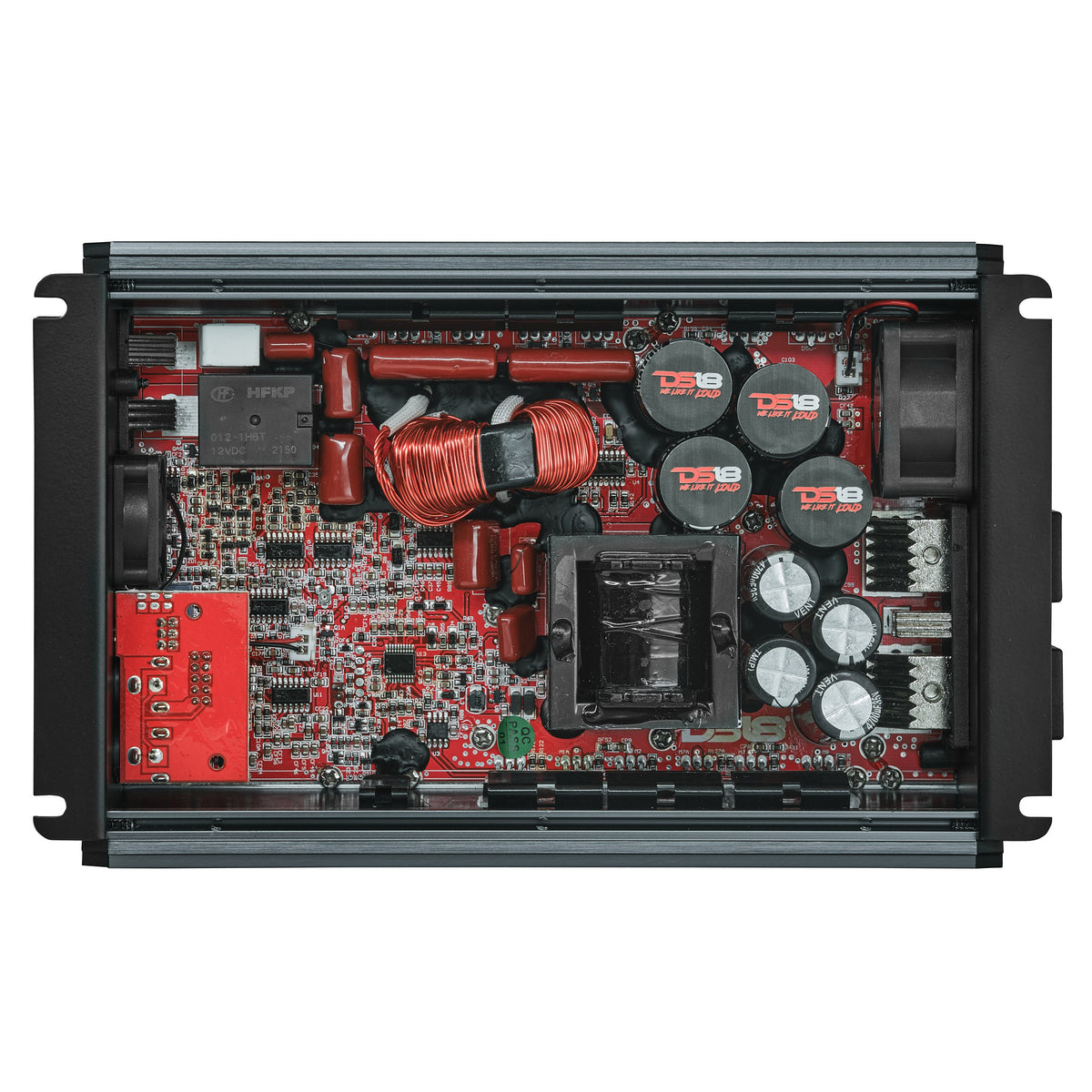 Amplificador compacto de rango completo de clase D de 1 canal FRP, 2500 vatios RMS a 1 ohmio, titanio