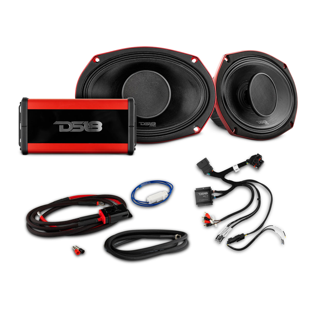 2014-Up Harley-Davidson Street Glide or Road Glide Rear Upgrade Package - 2x PRO Mid-Range w/ Driver | 1x Marine Amp