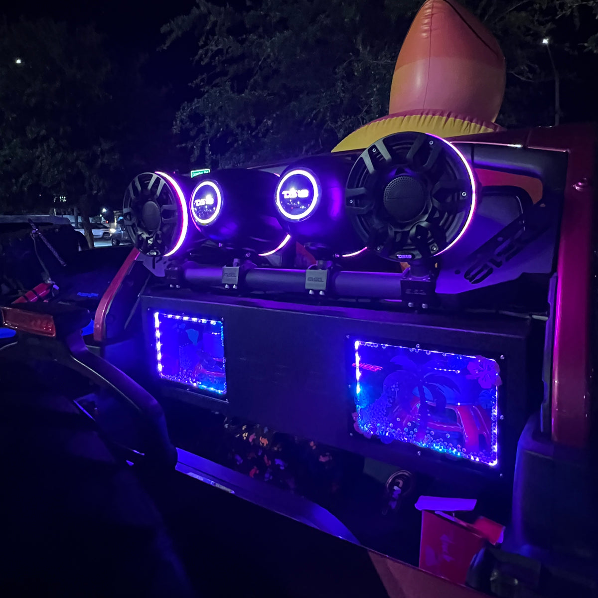 JL-TUBEUP 4x 8" Marine Towers Speakers with RGB LED Lights, 4-Channel Marine Amplifier and AMPKIT for Jeep JLU