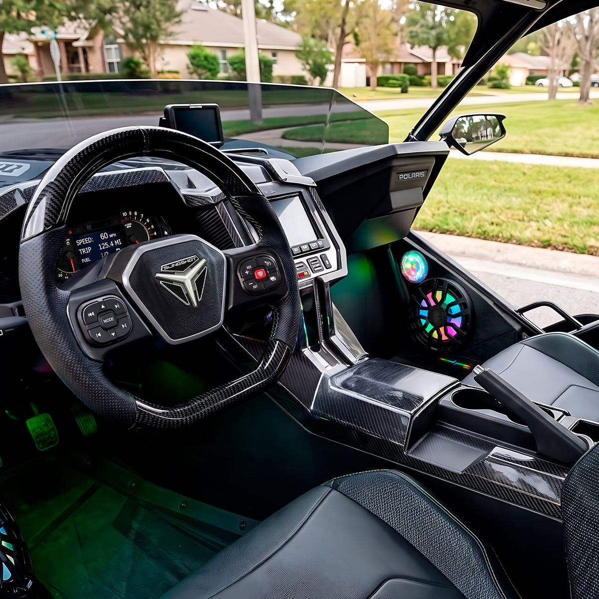 Polaris Slingshot Front Kick Panel Speaker Pods – Loaded with 8" NXL-IQ8/BK Speakers, PRO-TW1LD Tweeters & Digital LED Lights | 2020 - Current