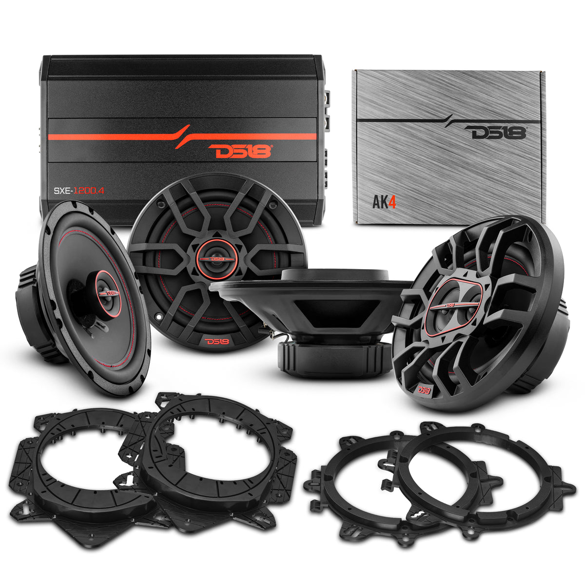 Full-Range 6.5” & 6x9” Coaxial Speaker Kit - With OEM Speaker Adapters, Amplifier & Wiring Kit