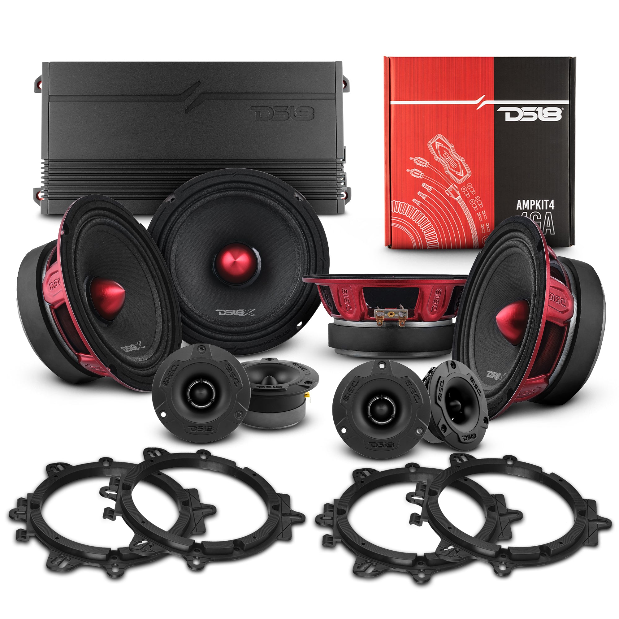 DS18 Pro Audio Midrange & Bullet Tweeter Kit for Factory Doors