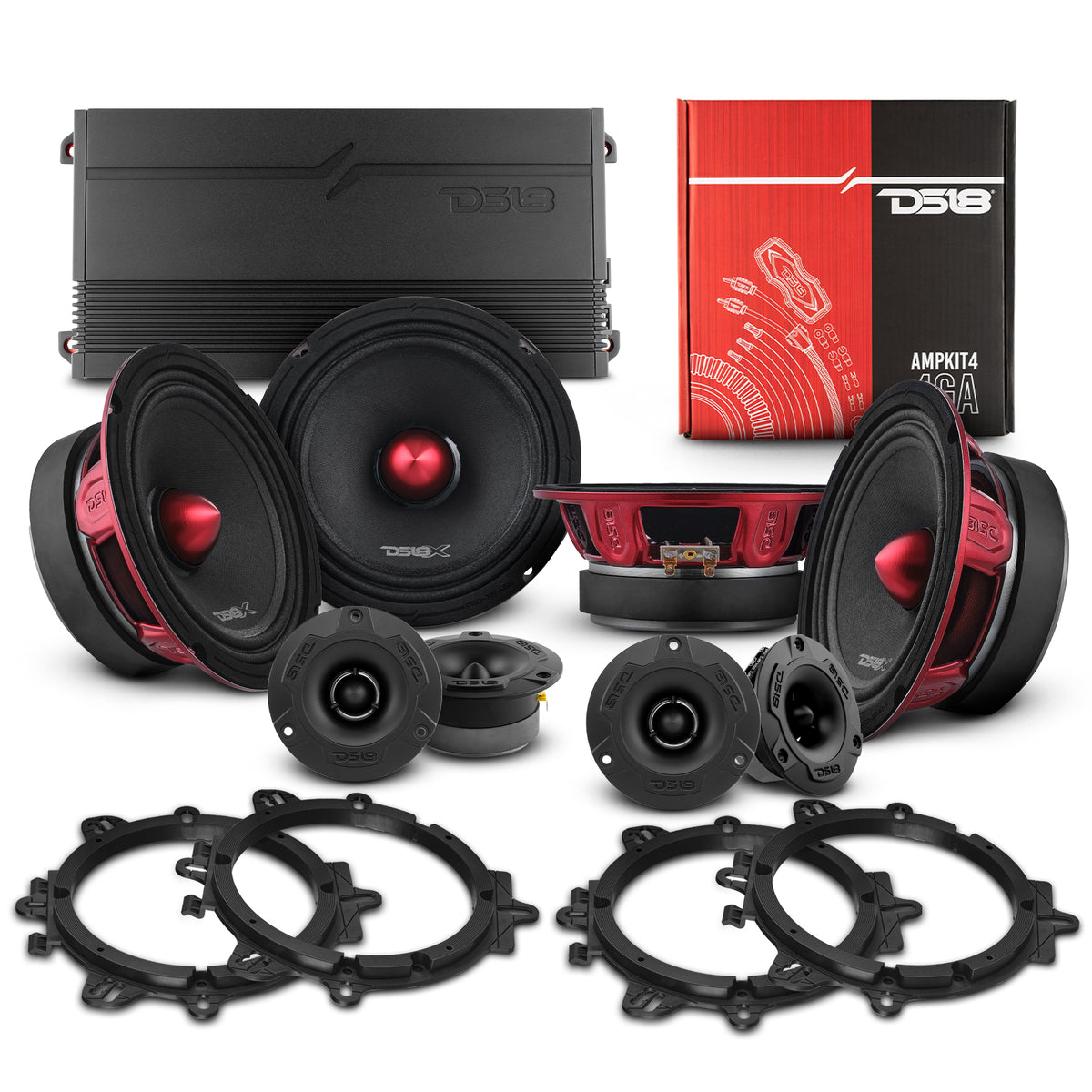 PRO Audio 6.5″ Speaker Upgrade Kit – With OEM Speaker Adapters, Amplifier & Wiring Kit