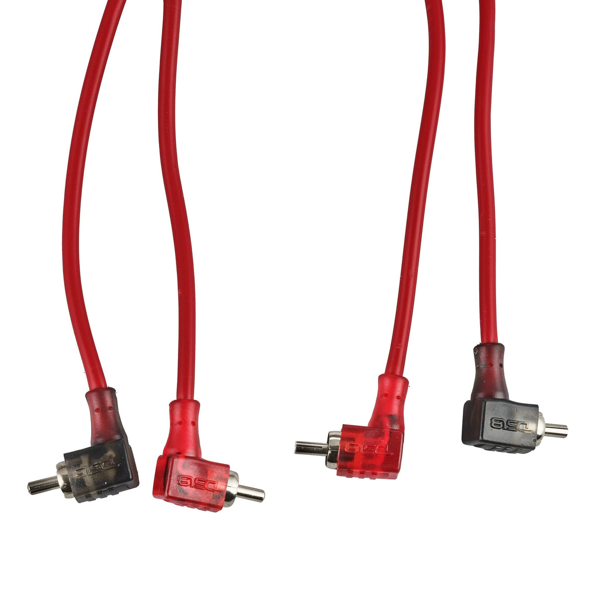 100% OFC Ultra Flex 2-Channel RCA with 90 Degree Ends, Dual Twist Wire, Red Braided Jacket - 16 ft