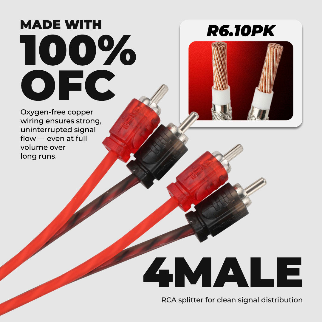 RCA Nivel 2 100% Cobre OFC 3 Pies - Paquete de 10 piezas