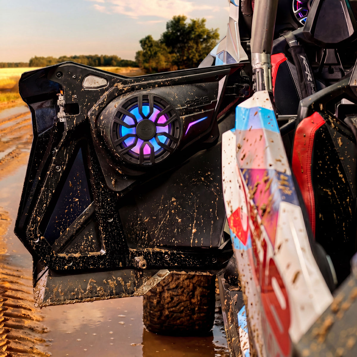 Polaris RZR Rear Door Panels Loaded with NXL-IQ/BK 8" Coaxial Speakers