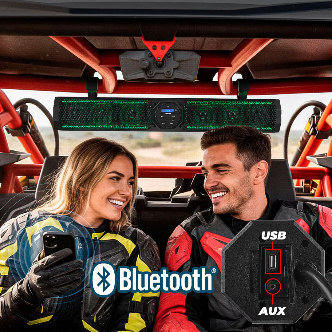 26" Marine Amplified Soundbar with Bluetooth USB & RGB Lighting 6 Speakers 600 Watts