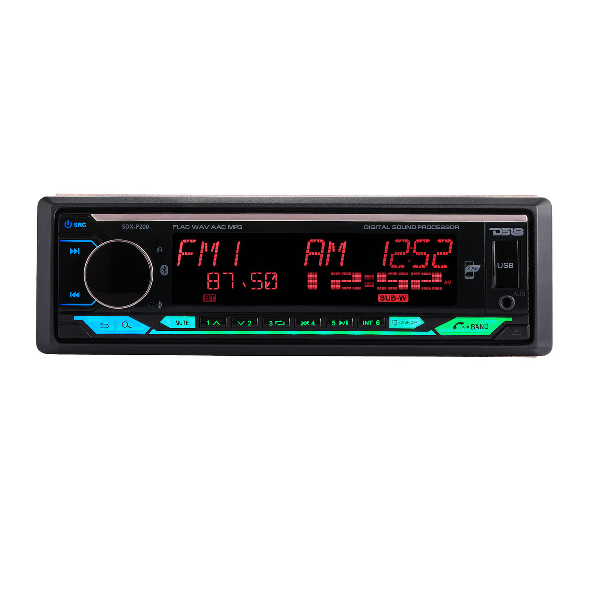 High Power 240 Watts RMS (4 x 60) Digital Media Receiver | Single Din | Full DSP | APP | Bluetooth Audio and Calling Head Unit | Aux Input | USB | Mechless | AM/FM Radio Receiver | 3V + 3.5V Subwoofer