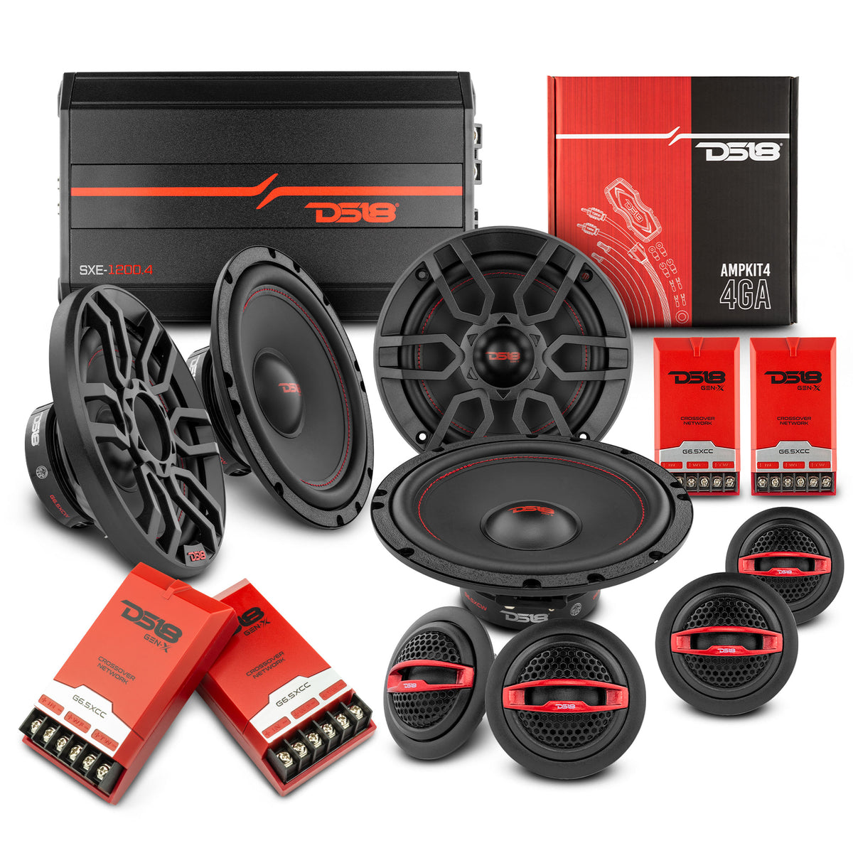 DS18 2006-2020 Honda Civic Front and Back Doors Sedan Speaker Good Upgrade/Replacement Package 900 Watts