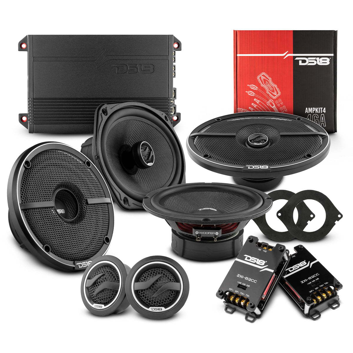 DS18 2012-2021 RAM 1500 Crew and Quad Cab Front and Back Doors Speakers Better Upgrade/Replacement Package 1600 Watts