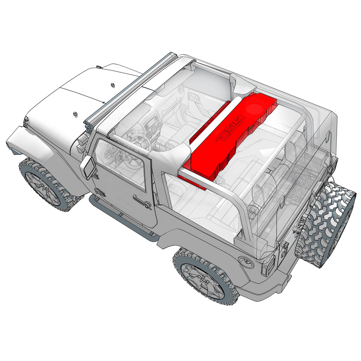 Jeep JK/JKU Overhead Sound Bar System Fits 4 X 8" Speakers (Not included) 4 X Tweeters PRO-TW4L and 2 X Drivers PRO-DRNSC1.5 and Harness Included- Black