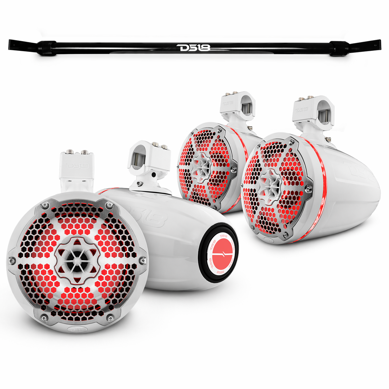 Jeep Gladiator JT Mounting Bar + 4x 8” Marine Tower Speakers with RGB