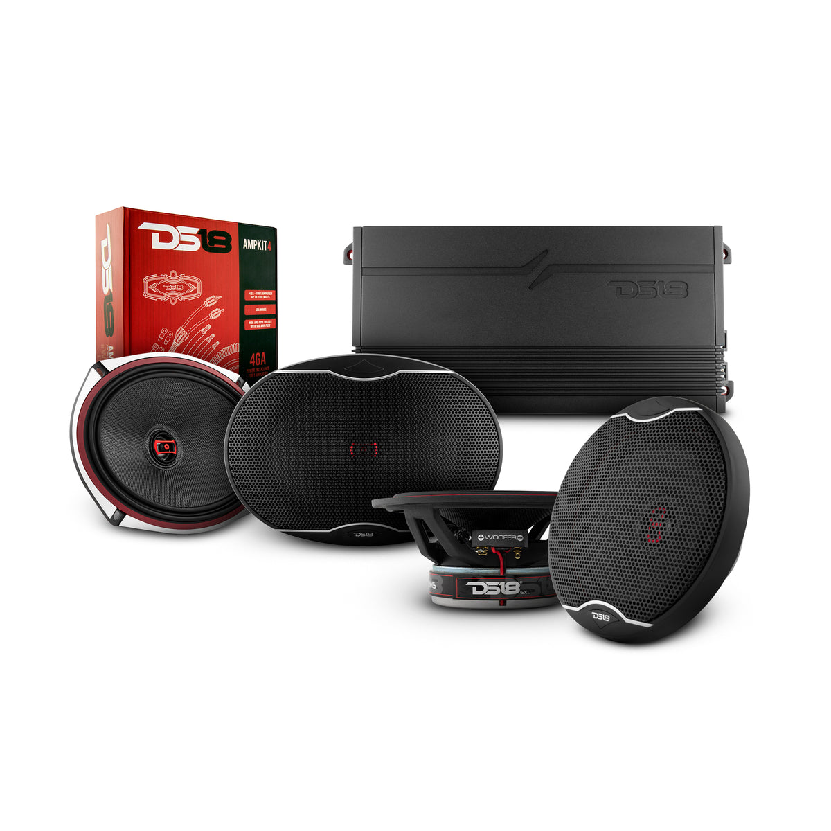 DS18 2016-2021 Chevy Silverado 2500 HD Crew and Extended Cab Front and Back Doors Speakers Better Upgrade/Replacement Package 1800 Watts