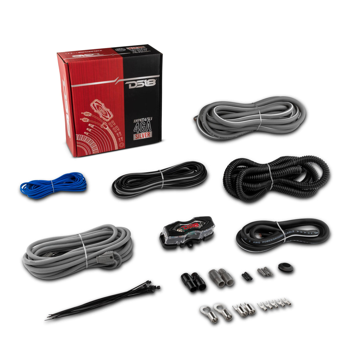 DS18 AMPKIT4/SLV – 4GA CCA Installation Kit for Car Audio Amplifiers Silver