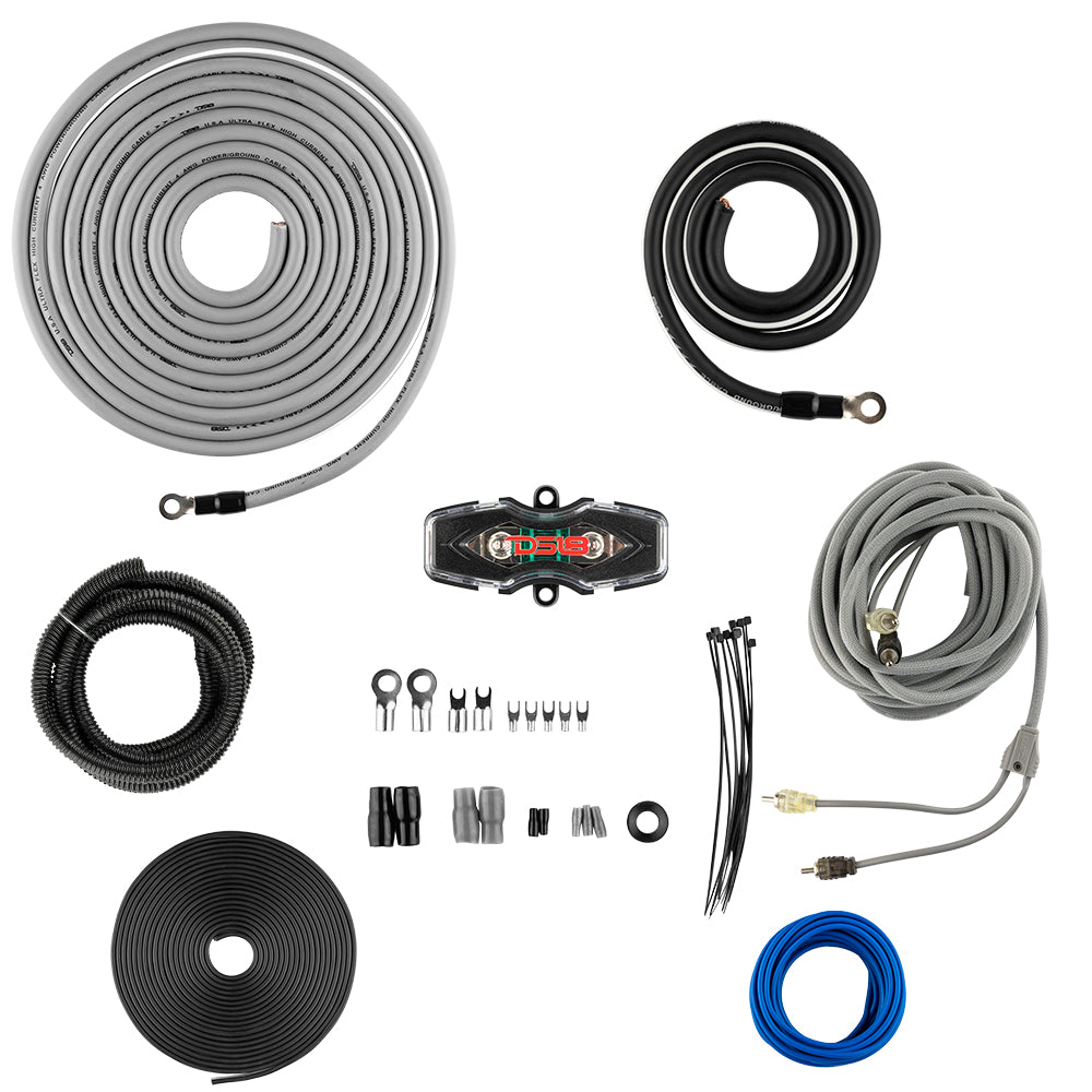 DS18 AMPKIT4/SLV – 4GA CCA Installation Kit for Car Audio Amplifiers Silver