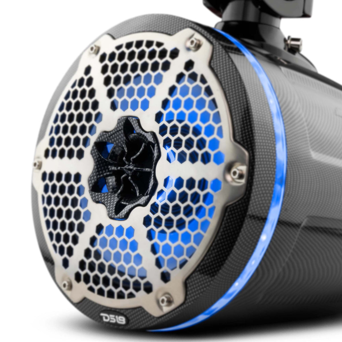 DS18 8" Neodymium Marine Towers with Built-In Passive Radiator, 1" Driver and RGB LED Light 540 Watts Carbon Fiber (Pair) boat tower speakers bar