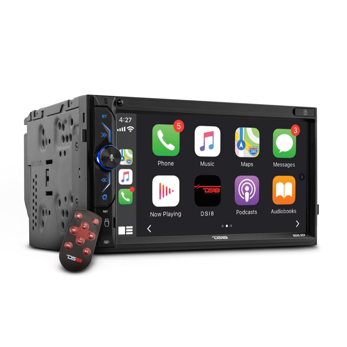 6.9" Touchscreen Mechless Double-DIN Headunit with Bluetooth, USB, Mirror Link & Car Play