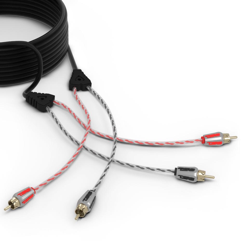 DS18 HQRCA-20FT Dual Twist RCA Cable - 20 Ft Long. These cables carry your music signal to your amplifiers.