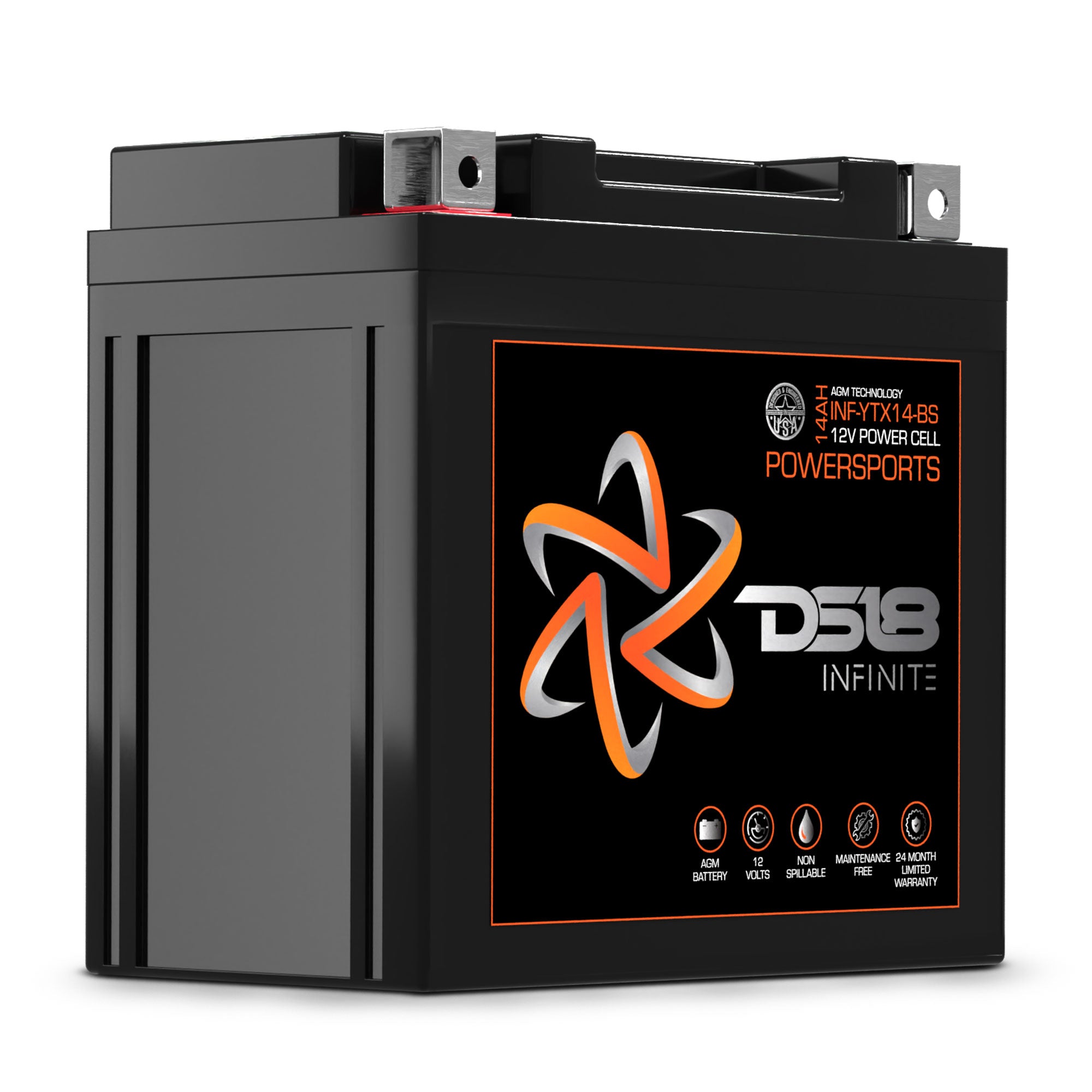 DS18 INF-YTX14-BS INFINITE 14AH 500 Watts AGM Power Cell 12 Volt Battery  For Power Sports