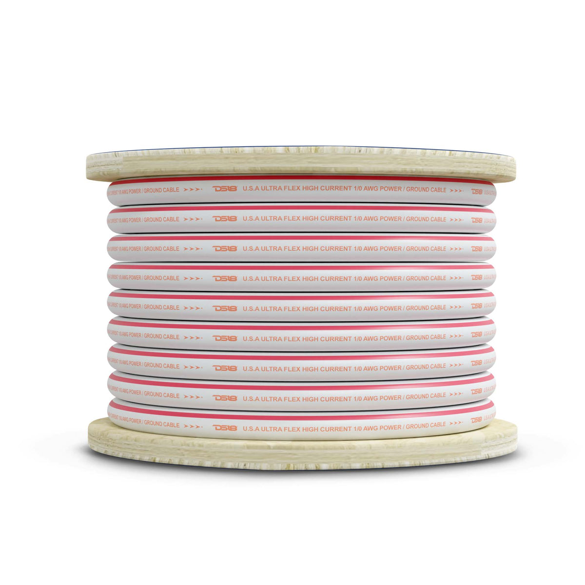 DS18 HYDRO 25' Marine 0-GA Copper OFC Power Wire spool for high-performance marine setups.