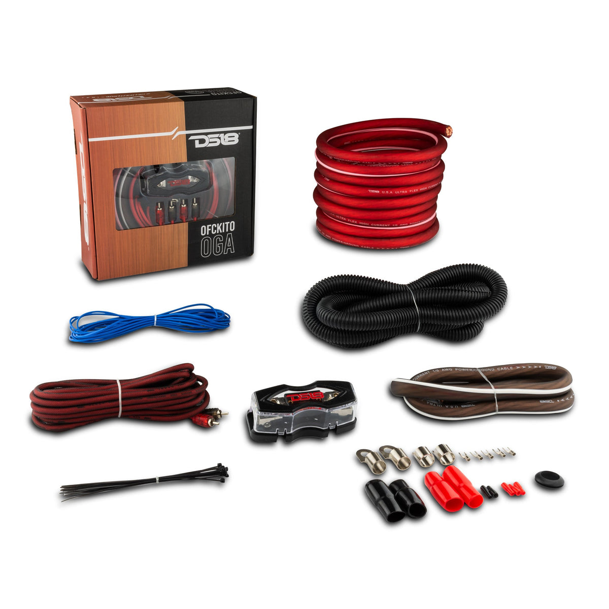 DS18 OFCKIT0 0-GA OFC Amplifier Kit with copper wiring and accessories.