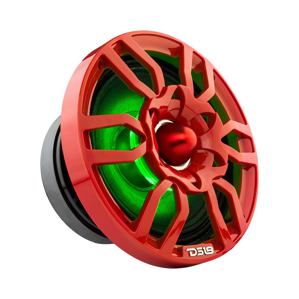 DS18 PRO-GTW8RD 8" Grill with Built-in 1.75" VC Neodymium Bullet Tweeter and RGB Lights 500 Watts Red.