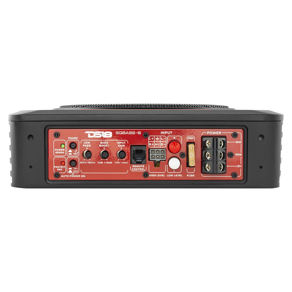 DS18 SQ 8" Under seat Amplified Subwoofer with Plug and Play Harness for JK and JKU Jeeps wrangler sound bar speakers combo Package