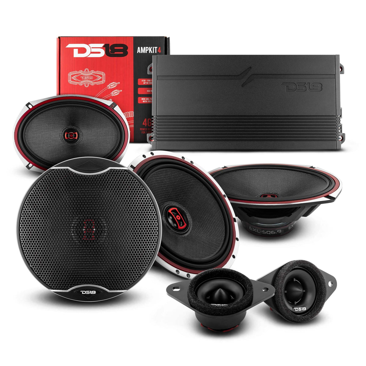 DS18 2005-2021 Toyota Tacoma Front and Back Doors Speakers Best Upgrade/Replacement Package 1800 Watts