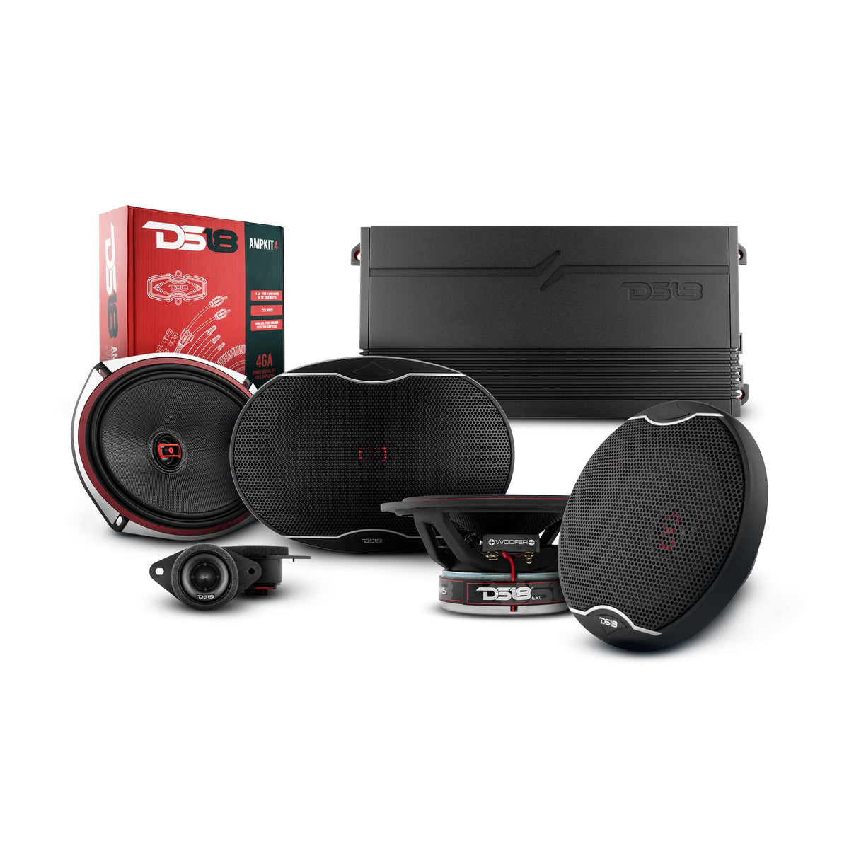 DS18 2008/2019 Toyota Highlander Front and Back Doors Speaker Best Upgrade Package 1800 Watts