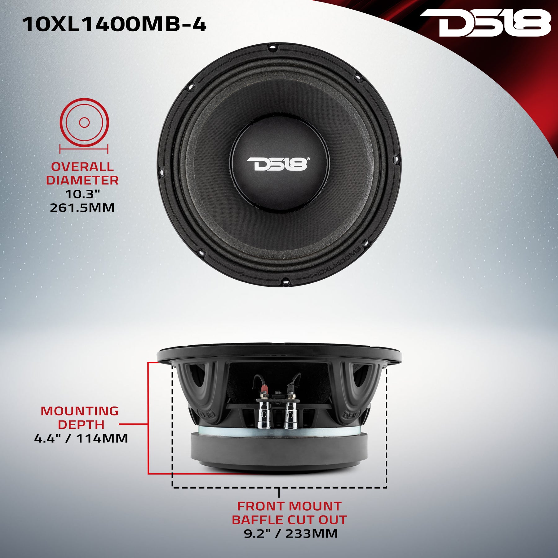 XL 10" Mid-Bass Loudspeaker 700 Watts Rms 4-Ohm