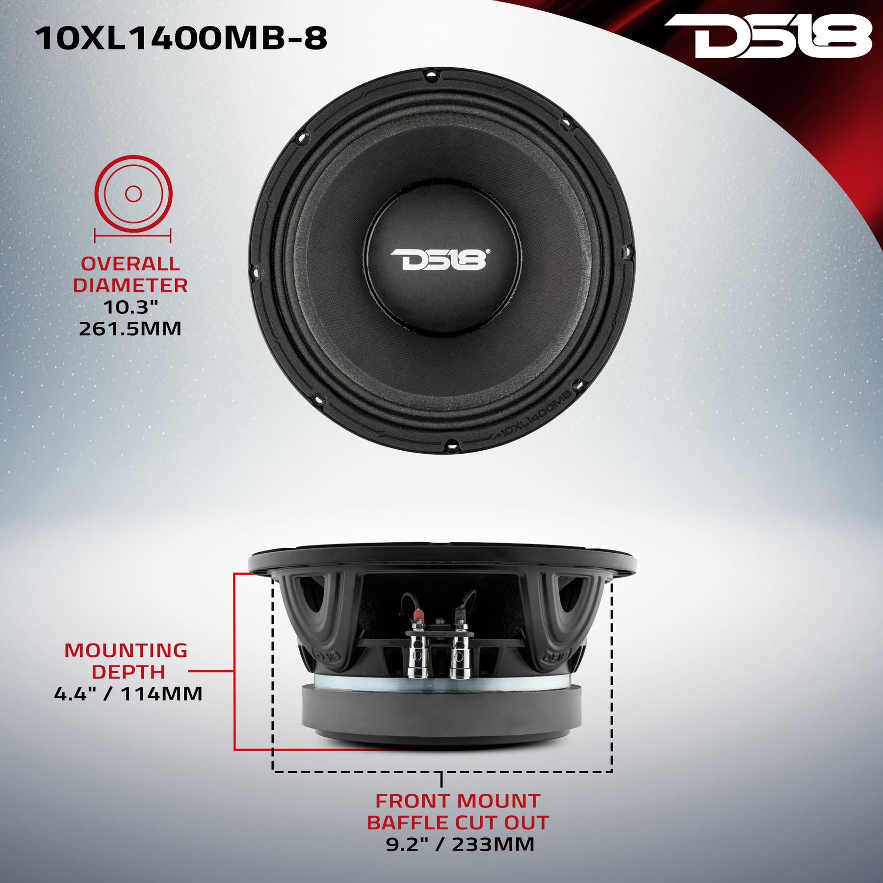 XL 10" Mid-Bass Loudspeaker 700 Watts Rms 8-Ohm