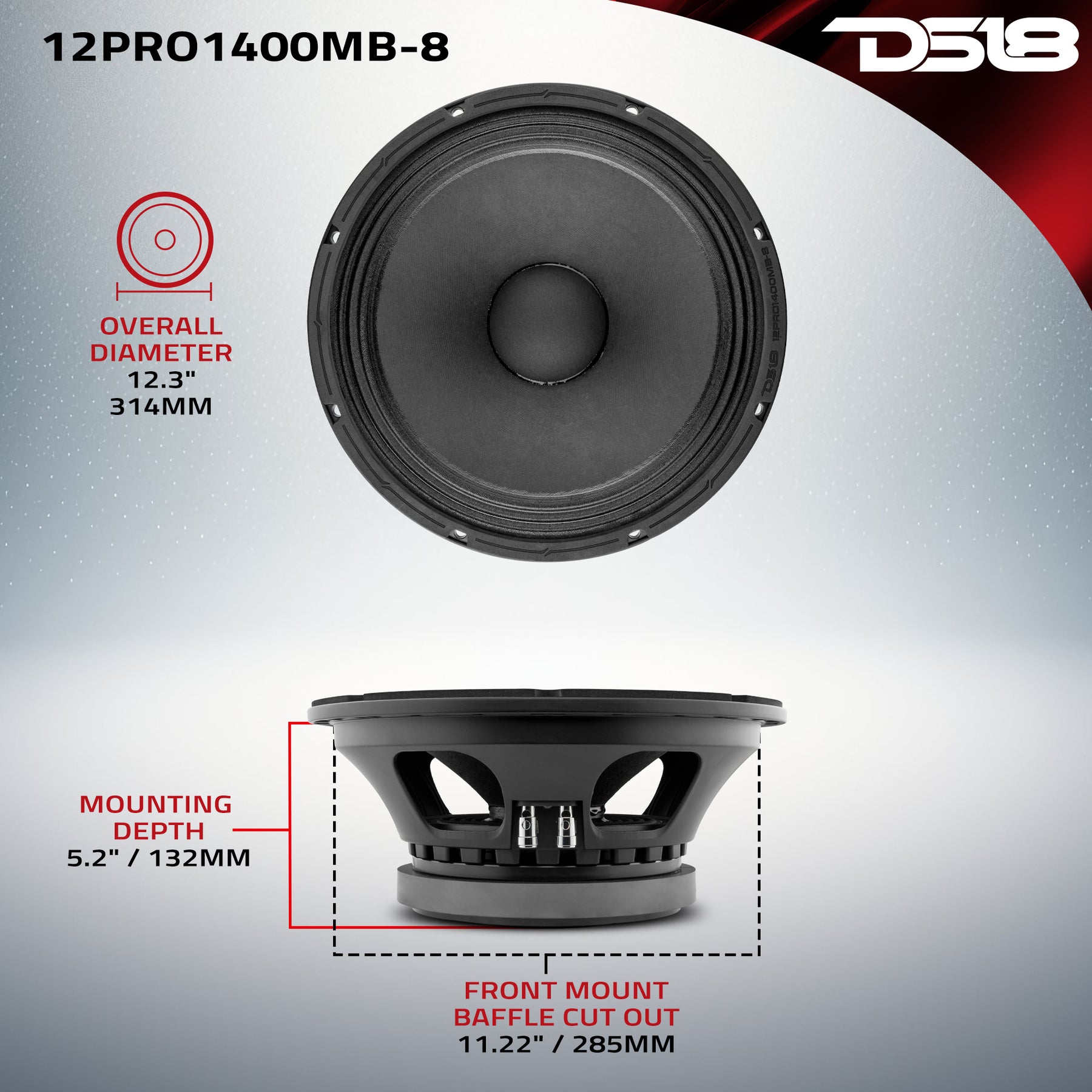 12" Mid-Bass Loudspeaker 700 Watts Rms 8-Ohm