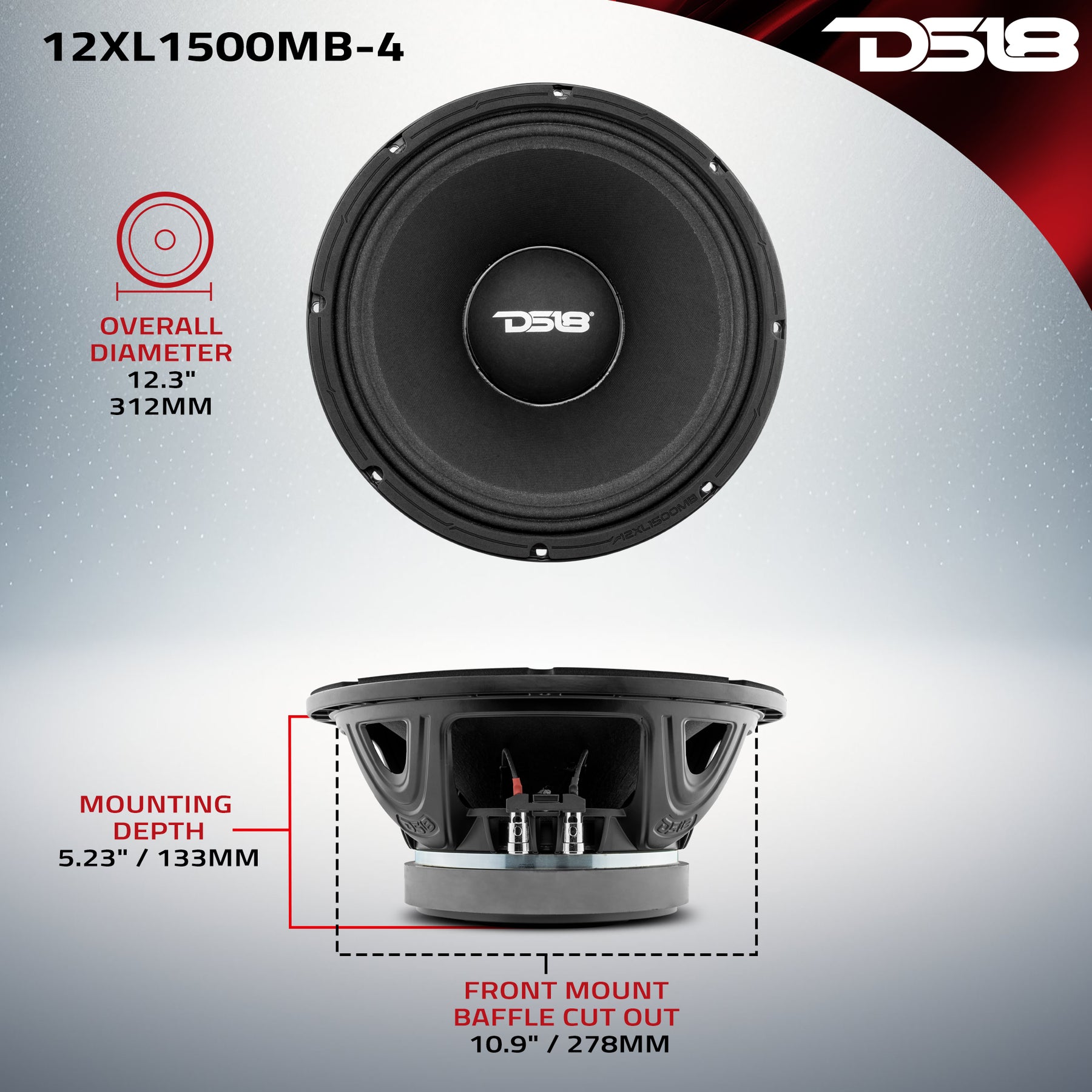 XL 12" Mid-Bass Loudspeaker 750 Watts Rms 4-Ohm