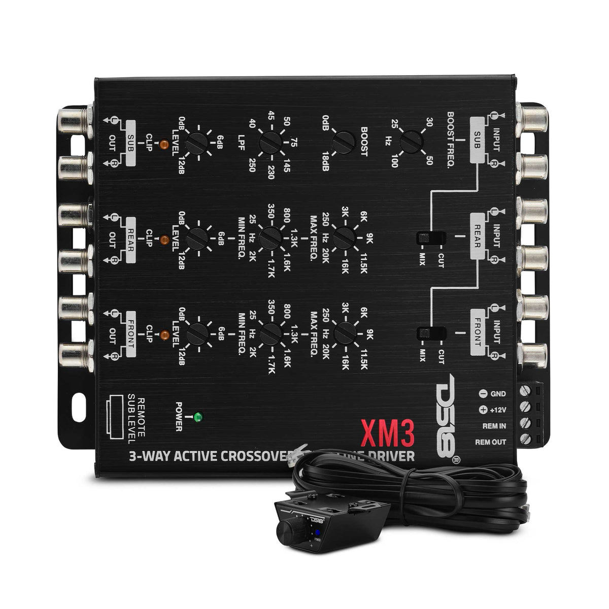 DS18 XM3 3-Way Active Crossover with Sub-Level Control. 3-way