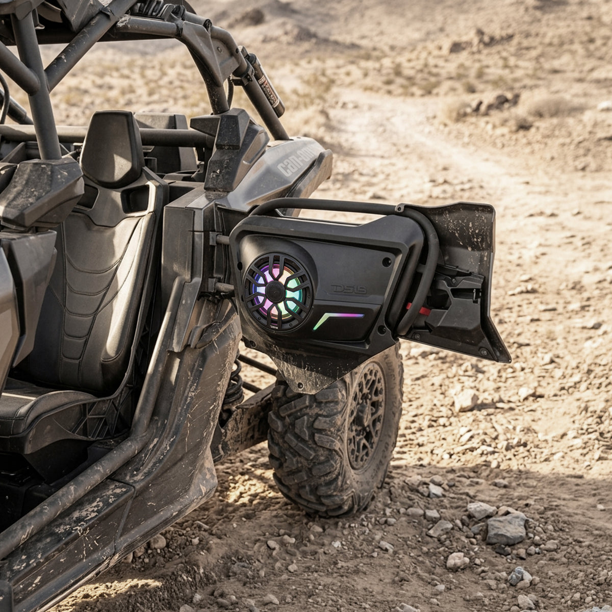 Can-Am Maverick X3 Max (2017-Up) Rear Door Speaker Panels Loaded with NXL-IQ 6.5" 2-Way Coaxial Marine Speakers and Digital LED Badge