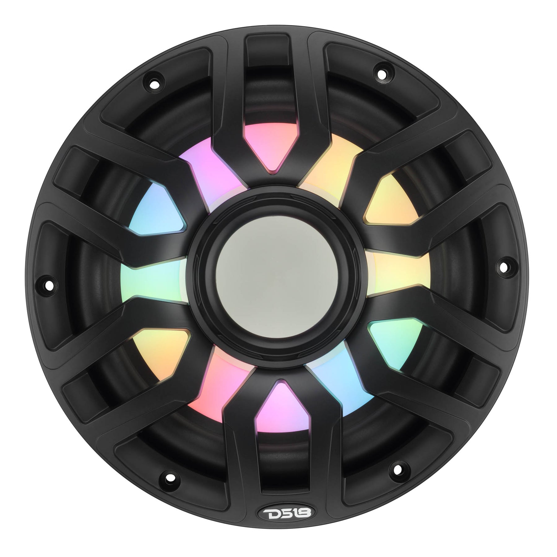 Subwoofer marino de 10" con motor de imán híbrido, rejilla extraíble y luces LED digitales - 500W RMS 4 ohmios