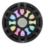 Subwoofer marino de 12" con motor de imán híbrido, rejilla extraíble y luces LED digitales - 600W RMS 4 ohmios