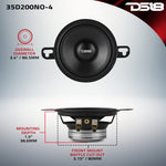 DS18 3.5" OEM Dashboard Loudspeaker with Neodymium Magnet dimensions diagram