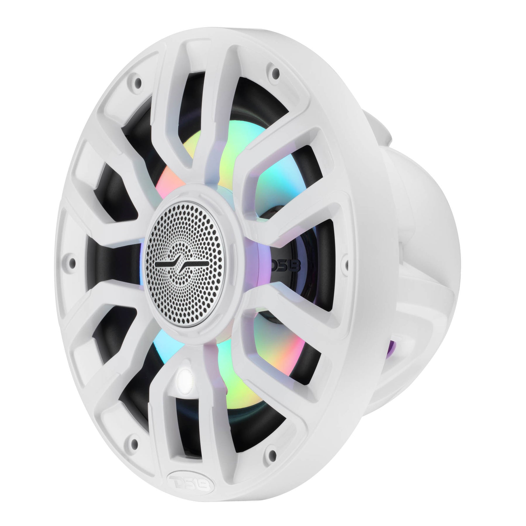 NXL 7.7” 2-Way Coaxial Marine Speaker with Bullet Tweeter, Digital LED Lights & White Deck LED | 175W RMS 4-Ohm
