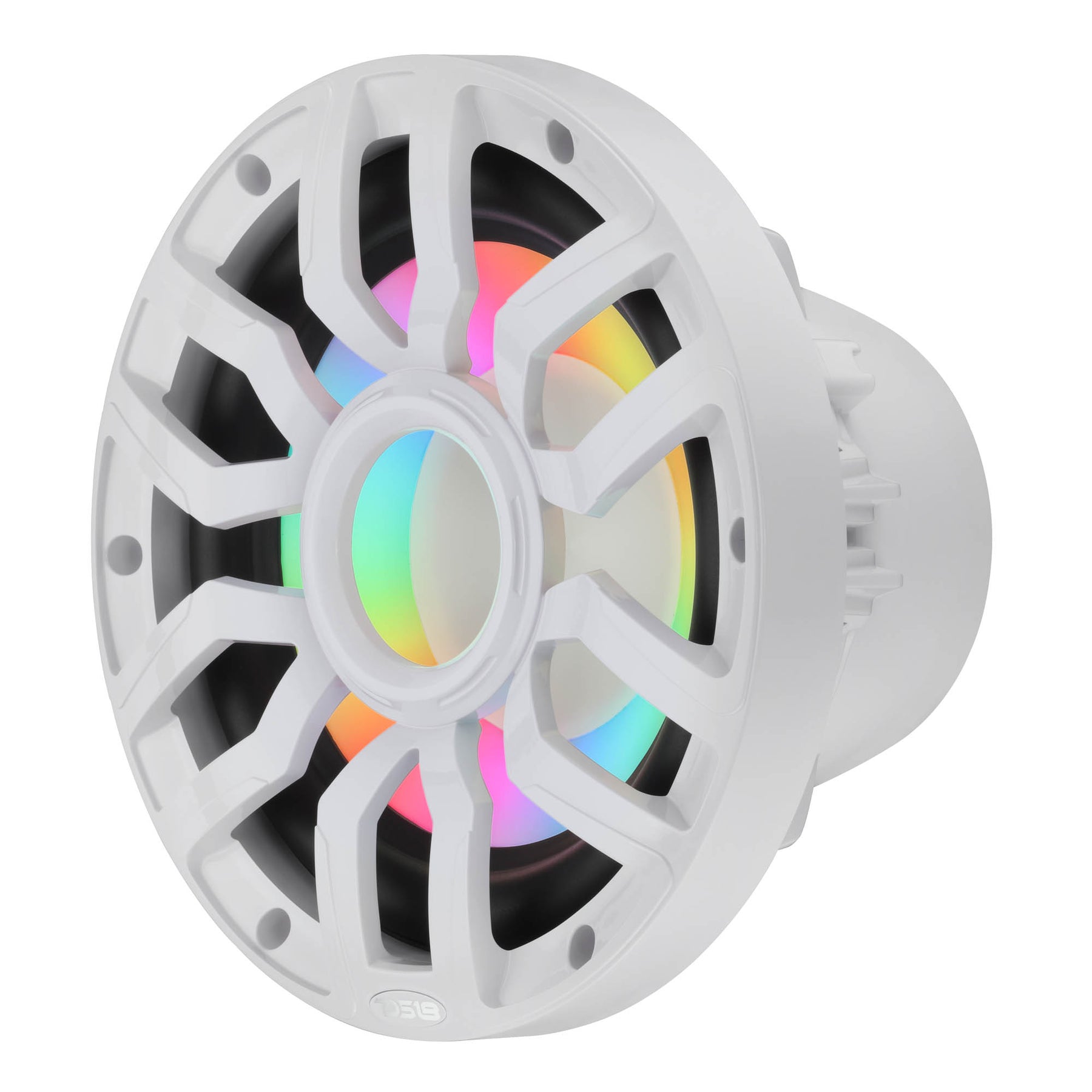 Subwoofer marino de 10" con motor de imán híbrido, rejilla extraíble y luces LED digitales - 500W RMS 4 ohmios